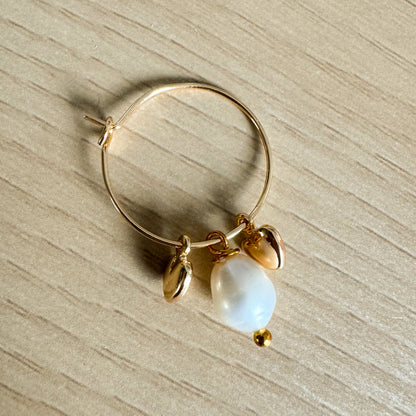 Pearly Gold Charm Hoops